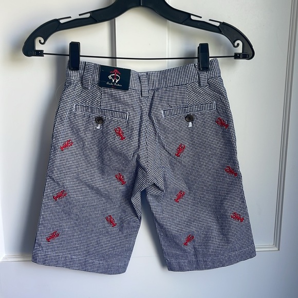 Brooks Brothers Boys Plaid Lobster Shorts - color: navy, white - size: 6 (boys) - Picture 3 of 5